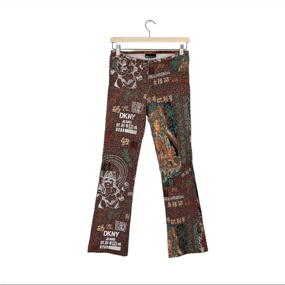 DKNY Women's Brown Graphic Flare Jeans